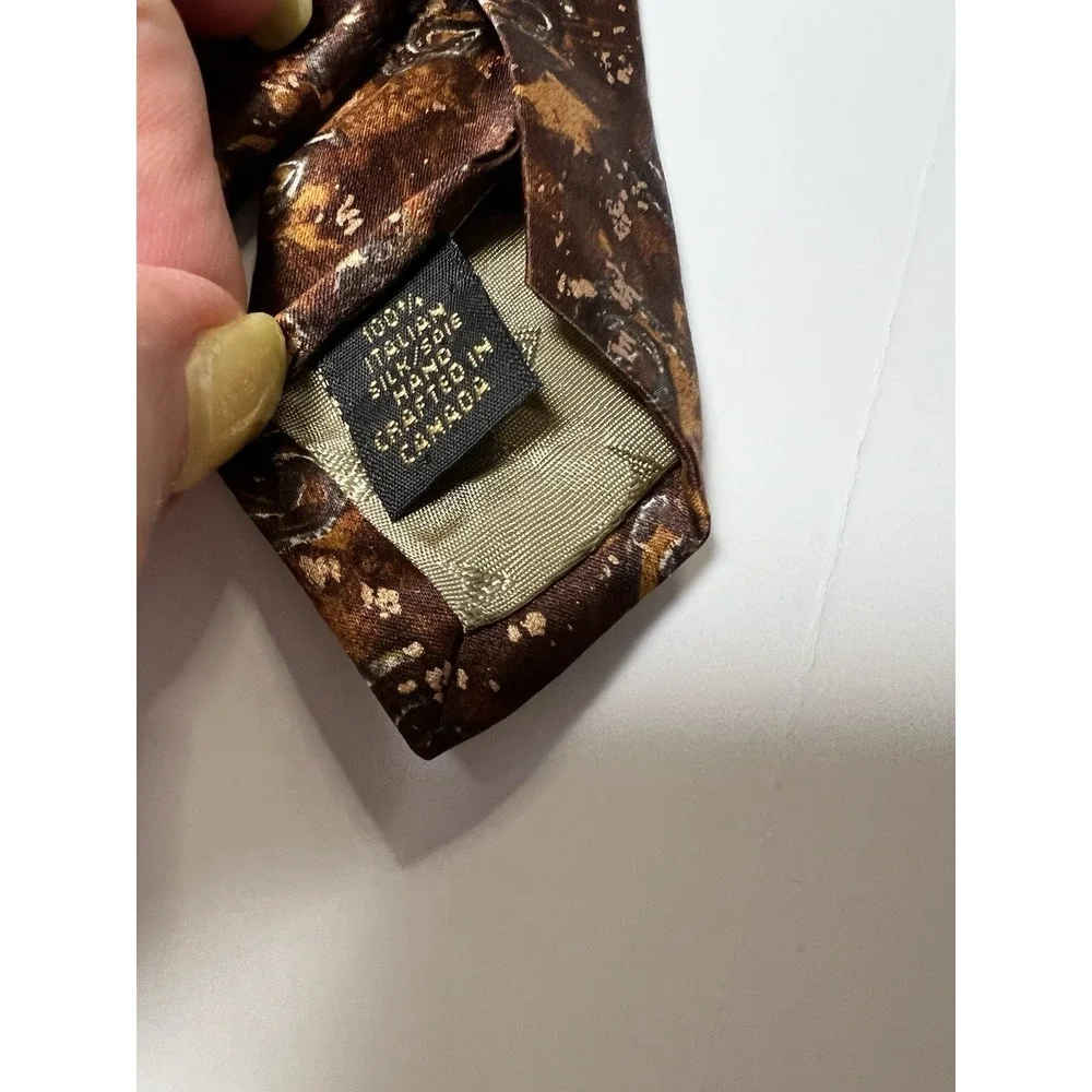 Vintage Dior Bronze Brown Orange Foulard Tie Business Meetings Poetcore
